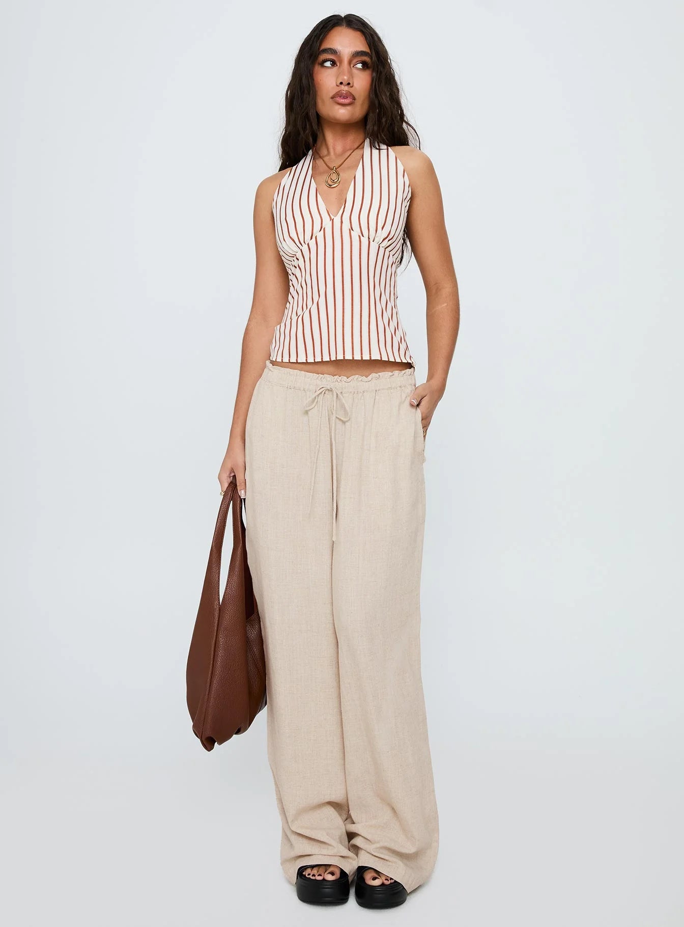 Radiant Beam Halter Top Orange Stripe